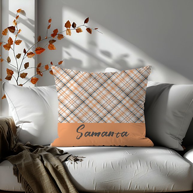 Vintage geometric beige name throw pillow (Creator Uploaded)