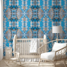 Vintage geometric blue and grey L-size pattern