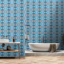 Vintage geometric blue and grey M-size pattern