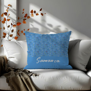 Vintage geometric circle line blue name throw pillow