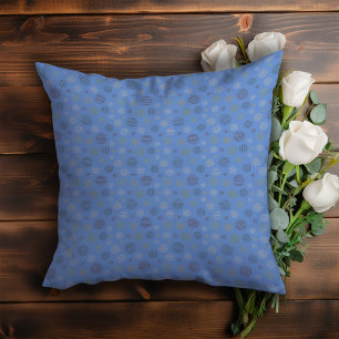 Vintage geometric circle line pattern blue throw pillow