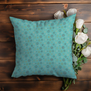 Vintage geometric circle line pattern turquoise throw pillow