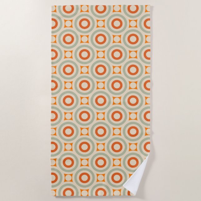 Vintage Geometric Circle Pattern Beach Towel (Front)