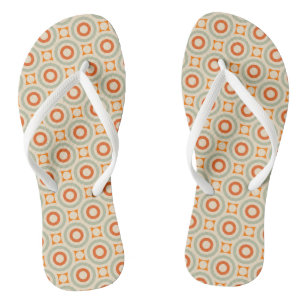 Vintage Geometric Circle Pattern Flip Flops