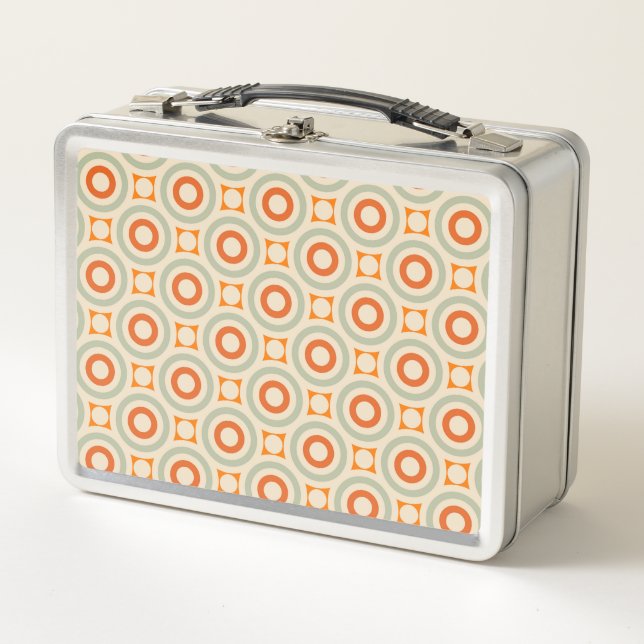 Vintage Geometric Circle Pattern Metal Lunch Box (Front)