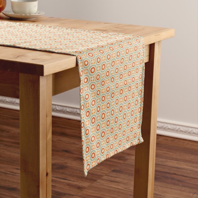 Vintage Geometric Circle Pattern Short Table Runner (In Situ)