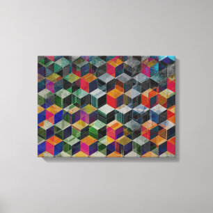Vintage Geometric Cubes Canvas Print