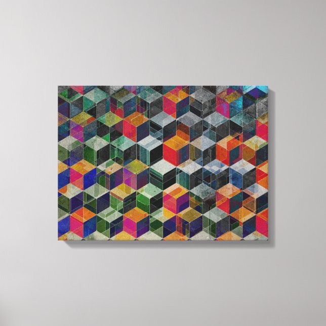 Vintage Geometric Cubes Canvas Print (Front)