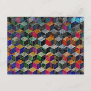 Vintage Geometric Cubes Postcard