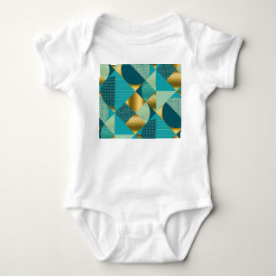 Vintage geometric fabric, seamless patchwork. baby bodysuit