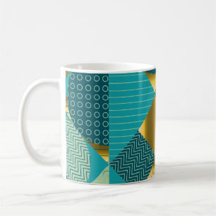Vintage geometric fabric, seamless patchwork. coffee mug