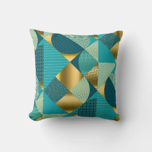 Vintage geometric fabric, seamless patchwork. throw pillow
