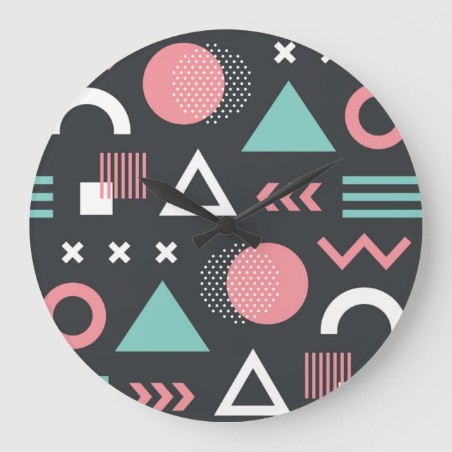 Vintage geometric figures: seamless design. large clock (Front)