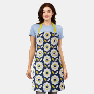 Vintage Geometric Flower Pattern Apron