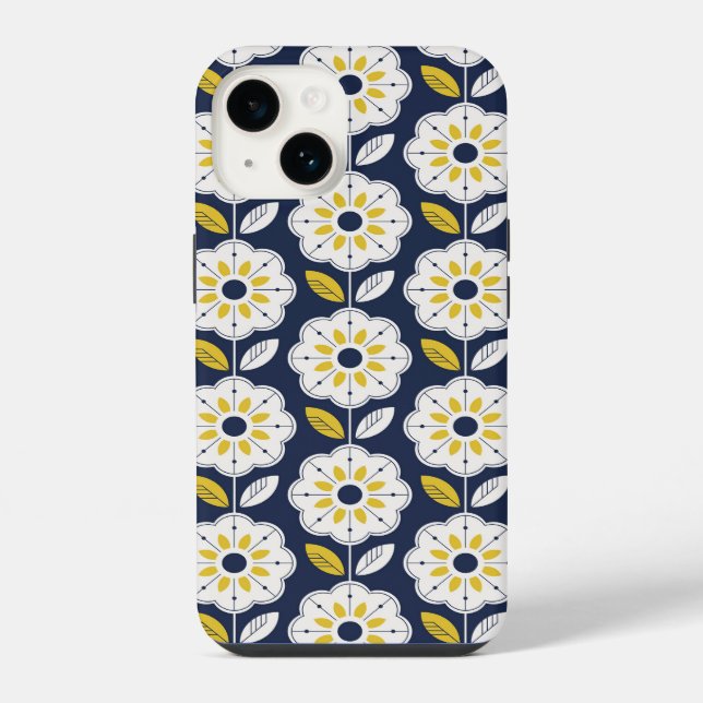 Vintage Geometric Flower Pattern iPhone Case (Back)