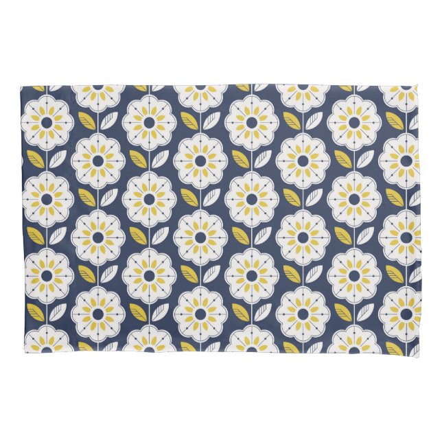 Vintage Geometric Flower Pattern Pillowcase (Front)