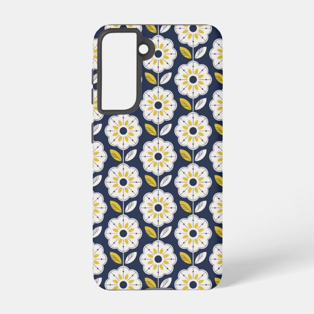 Vintage Geometric Flower Pattern Samsung Galaxy S21 Case (Back)