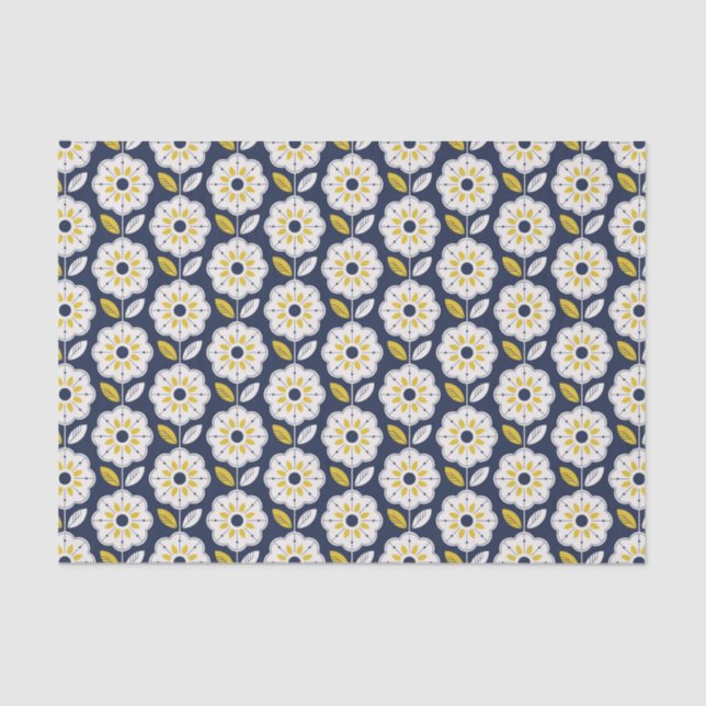 Vintage Geometric Flower Pattern Tissue Paper (Front)