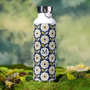 Vintage Geometric Flower Pattern Water Bottle