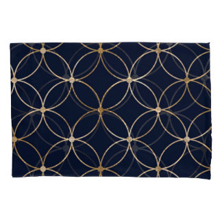 Vintage Geometric: Gold Blue Abstract Pillowcase
