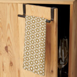 Vintage Geometric Gold Starburst Rattan Print Kitchen Towel<br><div class="desc">This simple geometric patterned kitchen towel features a simple clean mid-century modern inspired gold starburst pattern. A geometric starburst pattern of sparkly gold and copper stars on a white background. Each starburst features a light golden star overlapping with a larger sparkly copper starburst to create a white circle in the...</div>