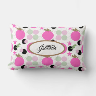 Vintage Geometric Light Pink and Olive Green Lumbar Pillow