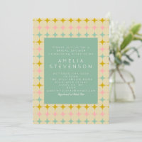 Vintage Geometric Pastel Stars Mod Bridal Shower