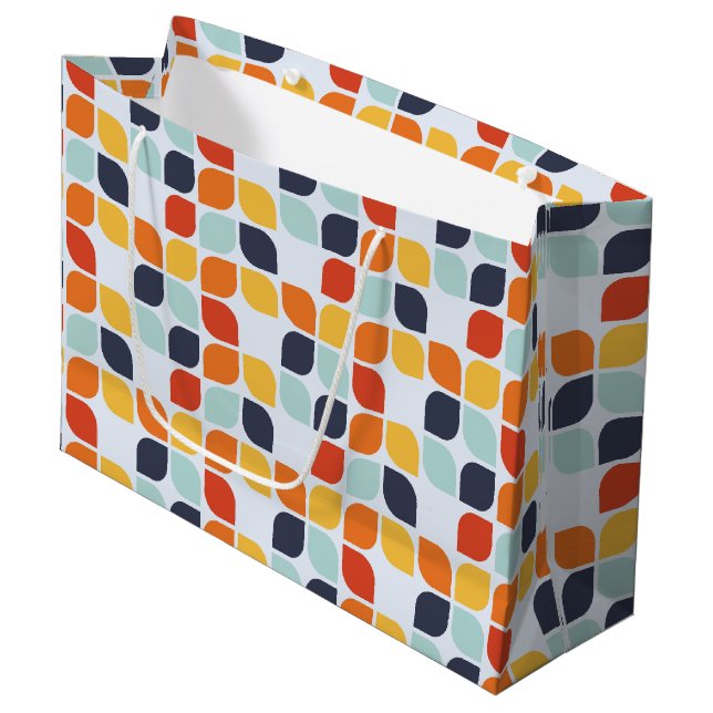 Vintage Geometric Pattern Large Gift Bag (Front Angled)