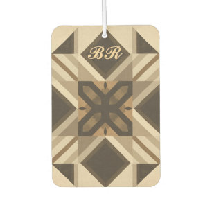 vintage Geometric Quilt Block Art monogramed Air Freshener
