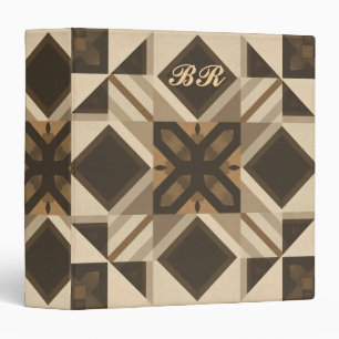 vintage Geometric Quilt Block Art monogramed Binder