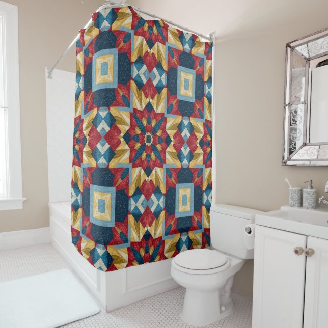 vintage Geometric Quilt Block Art Pattern  (In Situ)