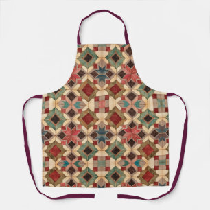 vintage Geometric Quilt Block Art Pattern Apron