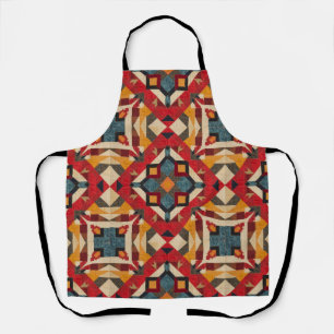 vintage Geometric Quilt Block Art Pattern Apron