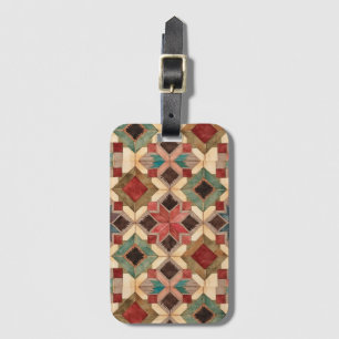 vintage Geometric Quilt Block Art Pattern  Luggage Tag