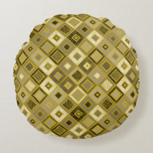 Vintage geometric rhombus, seamless pattern. round pillow