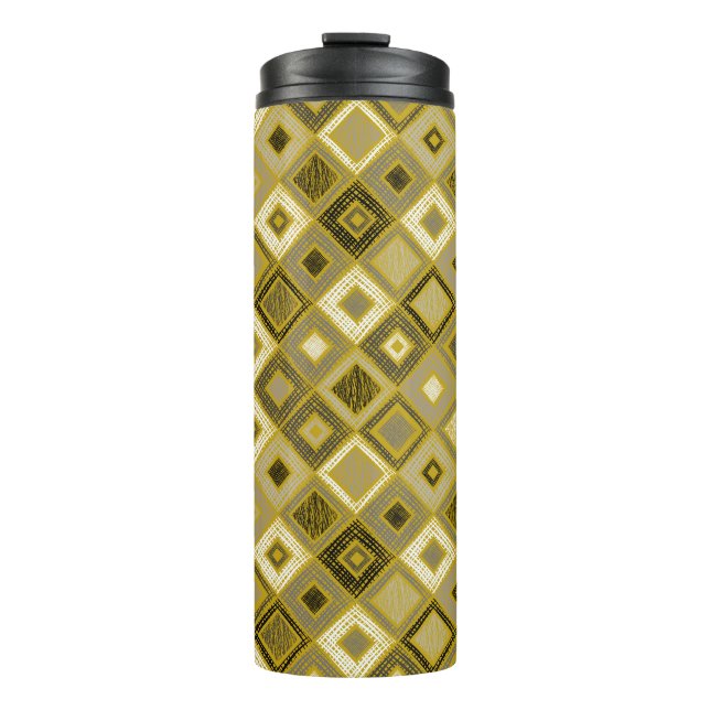 Vintage geometric rhombus, seamless pattern. thermal tumbler (Front)