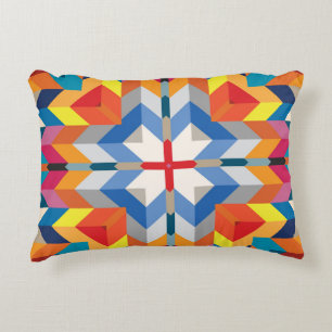 Vintage Geometric: Scandinavian Colour Blocks Accent Pillow