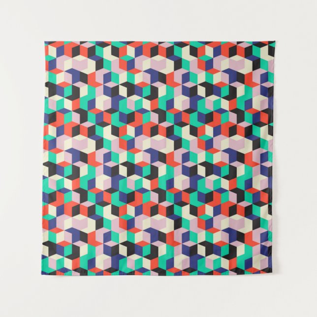vintage geometric seamless pattern with diamond sh tapestry (Front)