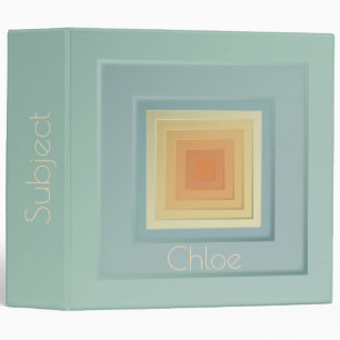 Vintage Geometric Squares (light blue & yellow) Binder