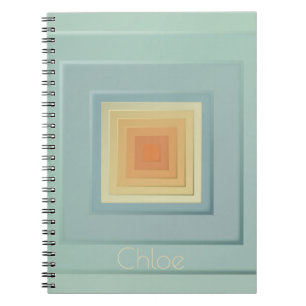 Vintage Geometric Squares (light blue & yellow) Notebook