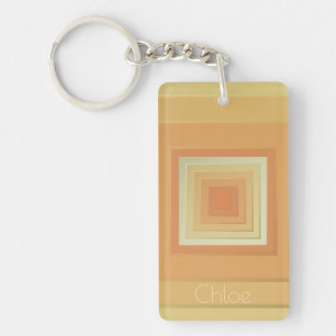 Vintage Geometric Squares (soft yellows & orange) Keychain