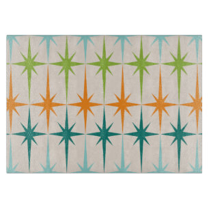Vintage Geometric Starbursts Glass Cutting Board