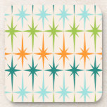 Vintage Geometric Starbursts Hard Plastic Coasters<br><div class="desc">Vintage. Geometrics. Starbursts. If you love any of those words, these retro Vintage Geometric Starbursts Hard Plastic Coasters are for you. This mid century modern design features a cream background with rows of turquoise, lime green, orange, and teal starbursts. This mod design pairs beautifully with Strange Little Onion’s Retro Atomic...</div>