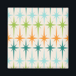 Vintage Geometric Starbursts Magnet<br><div class="desc">Vintage. Geometrics. Starbursts. If you love any of those words, this retro Vintage Geometric Starbursts Magnet is for you. This mid century modern design features a cream background with rows of turquoise, lime green, orange, and teal starbursts. This mod design pairs beautifully with Strange Little Onion’s Retro Atomic Mobile Pattern...</div>