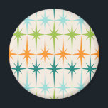 Vintage Geometric Starbursts Magnet<br><div class="desc">Vintage. Geometrics. Starbursts. If you love any of those words, this retro Vintage Geometric Starbursts Magnet is for you. This mid century modern design features a cream background with rows of turquoise, lime green, orange, and teal starbursts. This mod design pairs beautifully with Strange Little Onion’s Retro Atomic Mobile Pattern...</div>