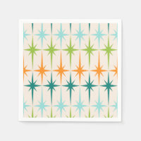 Vintage Geometric Starbursts Paper Napkins