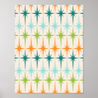 Vintage Geometric Starbursts Poster