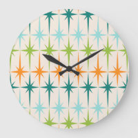 Vintage Geometric Starbursts Round Wall Clock