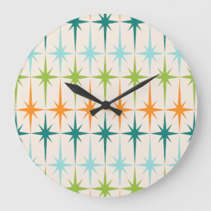 Vintage Geometric Starbursts Round Wall Clock