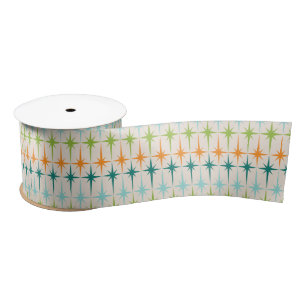 Vintage Geometric Starbursts Satin Ribbon